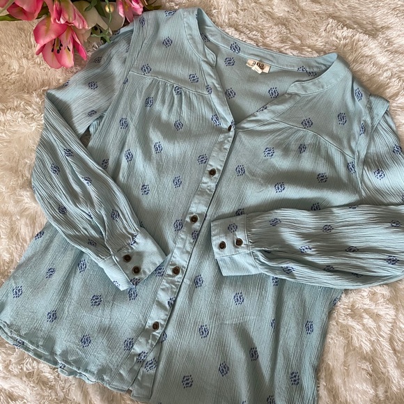 a.n.a Tops - Ana Flowy Teal Button Up Blouse